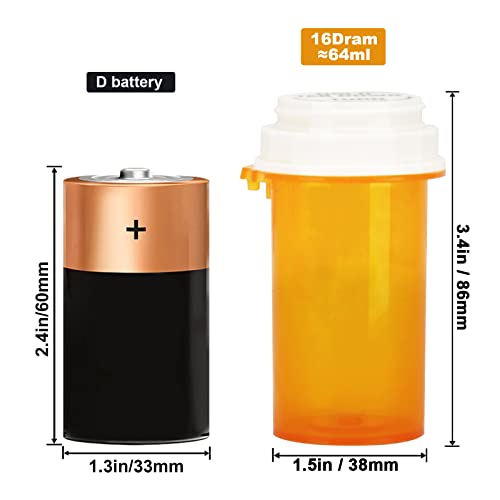 Image of Prescription Reversible Thumb Tab Vials, Medicine Container, Pill Bottle, Prescription Pharmacy Vials Reversible Cap with Animal Pet Resistant (not Child Resistant) Open (16 Dram, 12pcs)