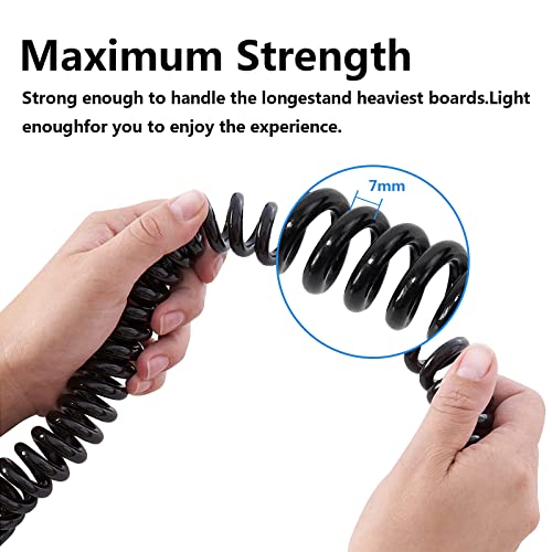 WOUMON 10ft Leash Paddle,Cordes pour Planches de Surf,Leash Surf pour Surfboard,Stand Up Paddle,Bodyboard,Canoë,Kayak (Noir) – vue 2