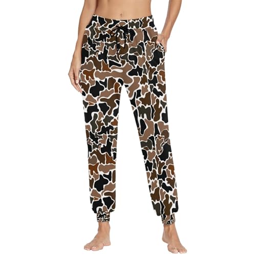 Camo Sweatpants Men Duck Exercise Drawstring Camoflash Pants for Men Relaxed Fit Stretch Casual Army Fatigue Pants Camouflage