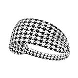 CJXPJZPLD Black and White Houndstooth Elastic Headband Sweat Wicking Hair...