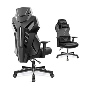 OneGame Video Gaming Stuhl, Atmungsaktiver Computer Racing Style Drehstuhl Verstellbare Rückenlehne Ergonomischer Gamer Desk Chair mit Lendenwirbelstütze, Schwarz