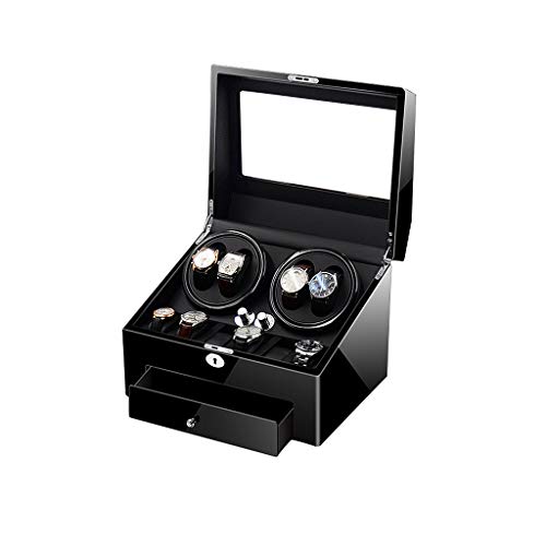 Preisvergleich Produktbild Shelf Automatischer Uhrenbeweger, Luxusgeschenk Weiche, Flexible Uhrenkissen, Antimagnetisierungsdesign - Leiser Betrieb, 4 + 6 Wickelräume Mit Eingebauter Beleuchtung, Hochglänzende Klavierfarbe