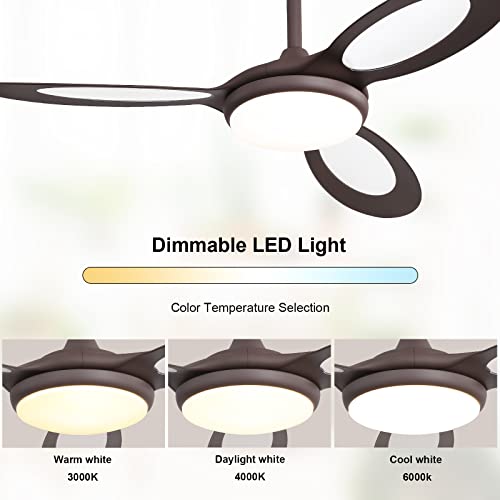 Sofucor 44 Inch Ceiling Fan With Led Lights 3 Abs Fan Blades Modern Ceiling Fan Reversible Dc Motor Remote Control For Living Room Dining Room Farmhouse Restaurant (4403-Br-Dc-Z) #TOP3