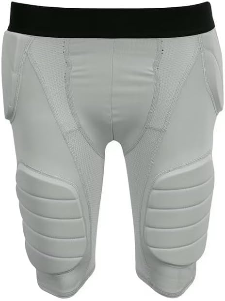 5-Pad Integrated Football Girdle, Black, Polyester/Spandex Compression Short, Built-in Protection, 9 Inch Inseam Adult Medium (Youth Small)