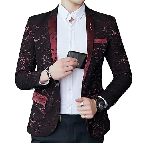 Blazer floral homme tenue habillée ajustée pour dîner de gala et fête