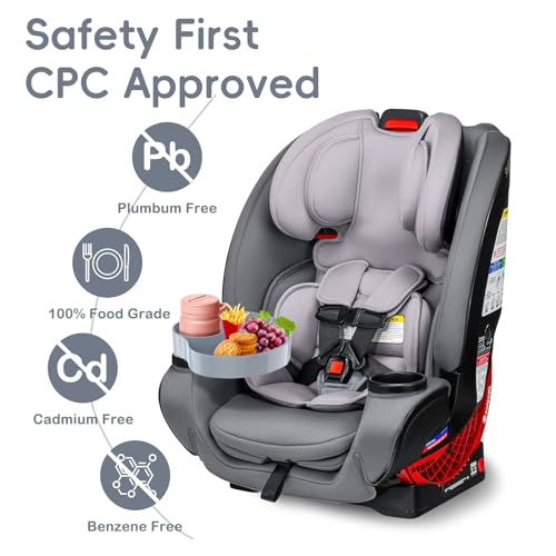 Image of [2 Packs] Kids Car Seat Tray, Travel Tray with Cup Holder for Toddler Baby, Kids Car Seat Food Snack Organizer for Road Trip, Stroller snack Organizer Travel Must Haves (Light Grey, 2 PCS)