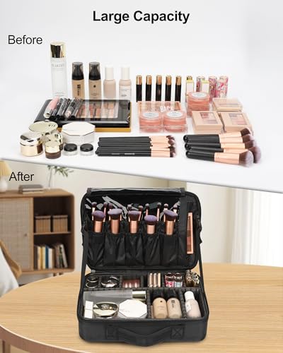 image for Relavel Travel Makeup Train Case Makeup Cosmetic Case Organizer Portab