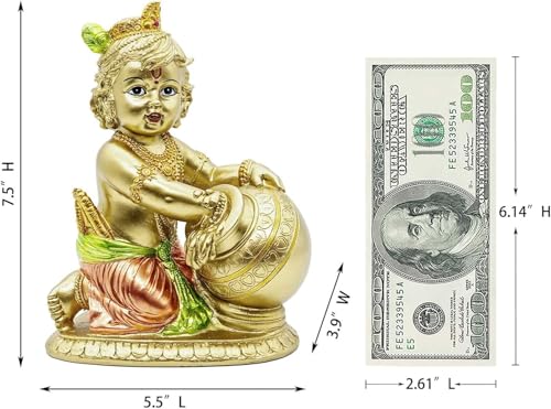 Estatua de Krishna bebé de resina de 7.5 pulgadas miniatura 6