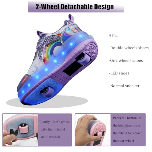 Roller Shoes with Wheels for Boys Girls Kids Skates Sneakers LED Light Up Rechargeable Sport Sneaker for Beginners Best Gift3