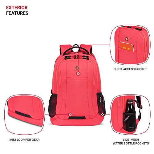 Image of SWISSGEAR Cecil 18-Inch Laptop Backpack Fits 16-Inch Laptop, Travel Daypack with Organizer Pockets, Water Bottle Holders & Padded Straps - Teaberry