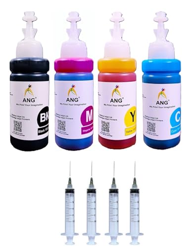 Image of ANG Refill Ink for DeskJet 4178 All in One Printer for 682 Ink Cartridge 100 ML Each Bottle Multi Color with Syringe