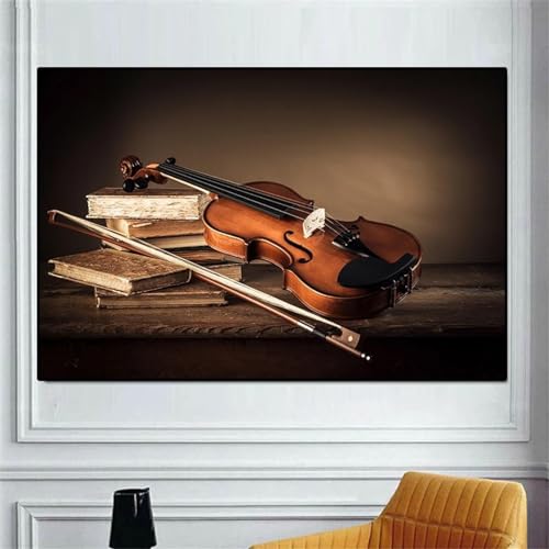 Peinture artistique sur toile violon vintage pour salon élégant et chambre musicien