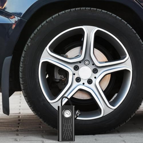 Image of RECTITUDE Portable Electric Tire Inflator Air Compressor with Analog Pressure Gauge, USB Type-C Charging, Fast Air Pump for Car, Bike, Motorcycle, Bicycle, Ball & Inflatable Toys | Compact Mini Air
