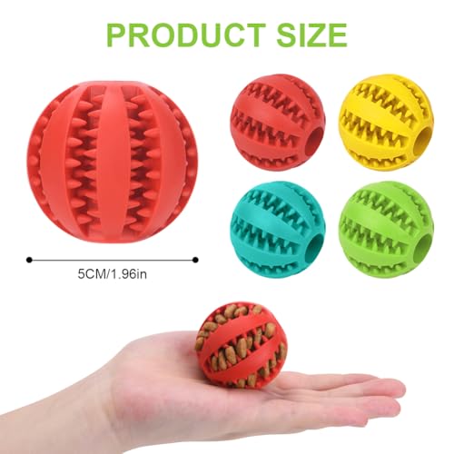 flintronic 4 Stück Hundeball, Naturgummi Hundespielzeug mit Minzgeschmack Ø 5cm, Kauspielzeug aus Naturgummi, Hundezahn Reinigungs Spielzeugball, interaktives Hundespielzeug für Große & Kleine Hunde
