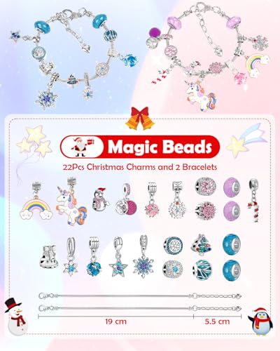 Girls Jewellery Advent Calendar 2025 Kids: Christmas Gifts Unicorn Gifts for Toys Age 5+ Stocking Fillers Kid Jewellery Charm Bracelet Making Kits for Craft Kits for Advent Calendars Girl - Image 2