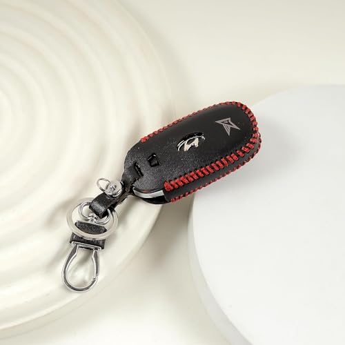 Image of Leather Smart Car Key Cover Case for Cars Smart Key for Verna 2020(Black)
