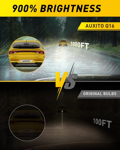 Image of AUXITO 9012 /HIR2 Bulbs, 50000LM Brightness 900％ Brighter, 6000K White, Canbus Ready Plug and Play HIR2 Halogen Fog Lamp Replacement, Pack of 2