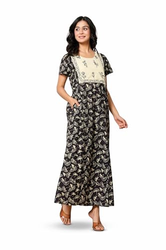 Image of NIHSAMAH Cotton Nighty for Women - Printed Stylish Night Gown, Comfortable Sleepwear Long Nightwear, Maxi
