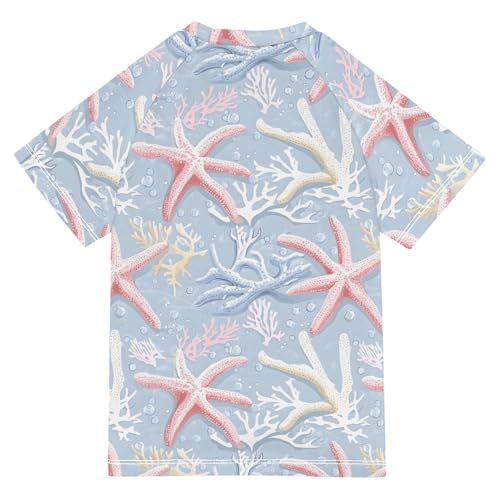 ALAZA Kids Rash Guard Girls Boys Toddler Swim Shirts Short Sleeve Starfish UPF 50+ 3T2