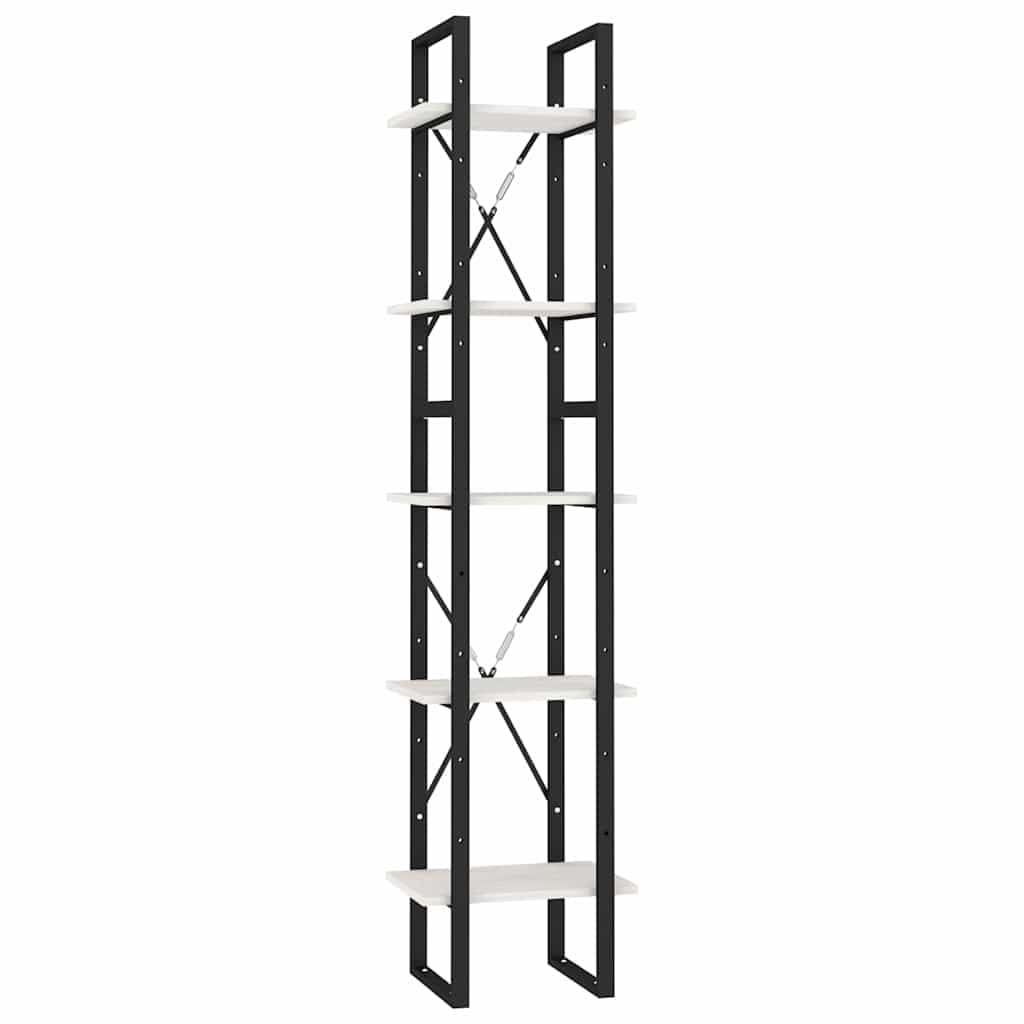 Libreria a 5 scomparti, bianco, 40 x 30 x 175 cm, in legno