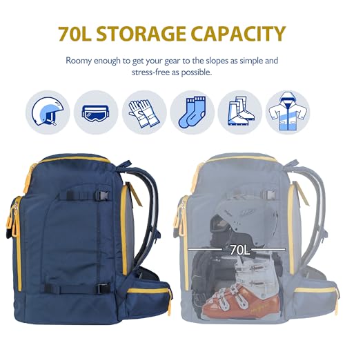 Image of Unigear Ski Boot Bag Backpack for Helmet 50L /70L, Goggles, Gloves, Skis, Snowboard & Accessories