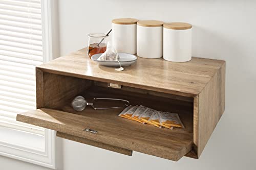 Kate and Laurel McCutcheon Floating Wood Storage Shelf; 18 x 12 x 6; Natural Wood; Decorative Transitional Floating Bedroom Nightstand with a Concealed Cubby Compartment by Kate and Laurel - Image 6