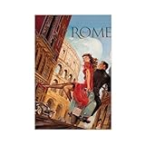 Poster Italie Rome par Vespa, pays du monde   Poster de voyage vintage S pour salon, chambre à coucher, décoration de cadeaux de Noël   Art mural   Peintures pour Li
