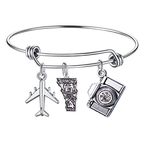 DYbaby Travel Bracelet US Map Charm and State Map Charm