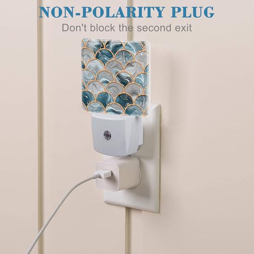 Image of Golden Fluid Marble Texture Night Light Plug into Wall with Dusk to Dawn Sensor Cute Nightlight for Kid Girls Boys Women Men Room Decor, Hallway, Kitchen, Bathroom, Nursery, Stairs