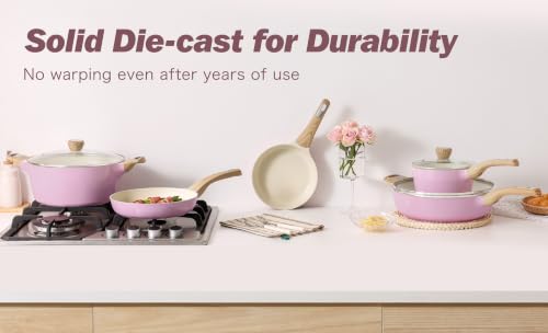 Image of SENSARTE Ceramic Pots and Pans Set Nonstick, Kitchen Cookware Sets, 14-Piece Induction Cookware, Non-toxic Healthy Non Stick Cooking Set, with Frying Pans Set, PFAS PTFE PFOA PFOS Free