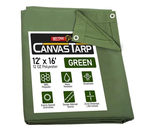 Mytee Products 12' x 16' Green Canvas Tarp 12oz Heavy Duty Water Resistant