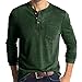 Mens Henley Shirts Long Sleeve Fashion Casual Stylish Cotton Shirts Tops Lightweight Fitted Basic Pullover T-Shirt (Small,Green)