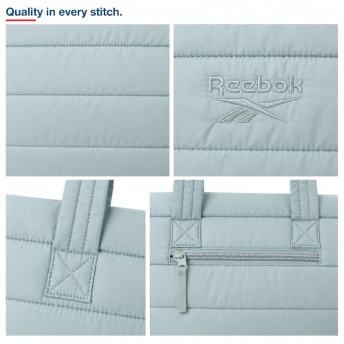 Image of Reebok Womens Tote Bag - Lightweight Carry On Puffer Quilted Tote Bag for Travel Work Travel and Daily Essentials