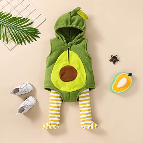 Baby Halloween Costumes Avocado/Duck/Strawberry Outfit(Green,6-12M) | Toddler Baby Boy Girl Halloween Costume Avocado Outfit Romper Onesie for Halloween Party,Photos,Family Costume&Fruit Dress-Up - image 4