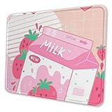 Kawaii Strawberry Milk Shake Mouse Pad Gaming Mouse Pad Anti Slip Neoprene Base with Stitched Edge Computer Pc Mousepad for Home Office