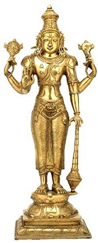 HC -Astadhatu (8 Metals) Made Shri Nararayn Standing Idol/Brass Made Narayan Stand Idol/Maha Vishnu Bhagwan Brass Idol (16)