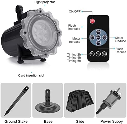 Christmas Projector Lights Outdoor, 16 HD Slides LED Christmas Projector Lights with Remote Control, IP65 Waterproof Xmas Projector, Indoor Outdoor Projector Lights for Christmas Xmas New Year