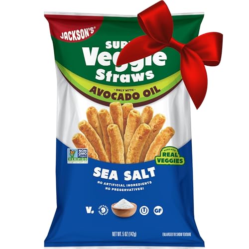 Jackson’s Super Veggie Straws™ (Sea Salt, 5 oz, Pack of 6) – Gluten Free, Vegan, Snacks for Kids & Adults – Made with Premium Avocado Oil – Allergen-friendly, Veggie Straws Individual Bags