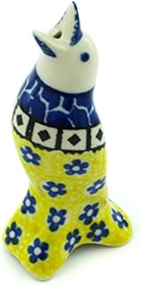 Polish Pottery Pie Bird 4-inch Sunburst Daisies