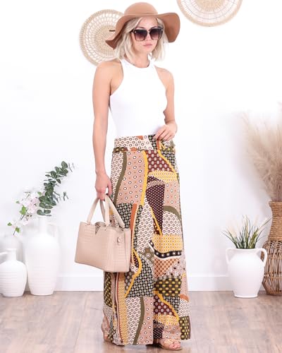 Image of Popana Long Maxi Skirt for Women, Flowy Long Skirts for Women | High Waisted Soft Trendy Rayon, Sundress Convertible Skirt, Long Length Bodycon Maxi Skirt, Petite and Plus Size