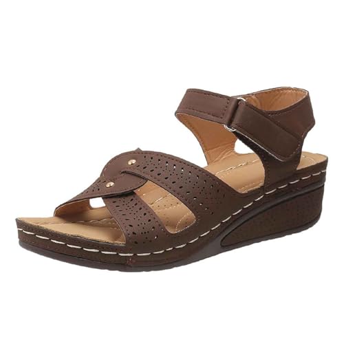 Sandalias de mujer con tacón cuña elegante y diseño transpirable de punta abierta