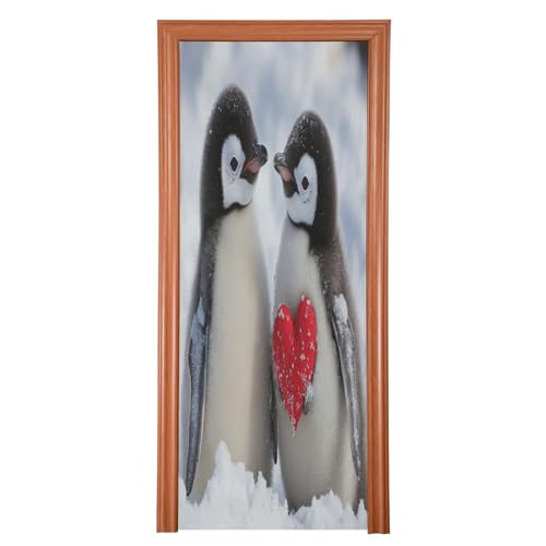 FLildon Penguins Love Valentines Door Cover Decoration, Party Accessory Porch Decor for Festive Ornament Room Door Covers 36 x 98 Inch