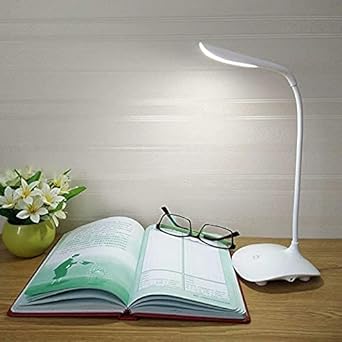 CASE PLUS Rechargeable LED Touch On/Off Switch Desk Lamp Children Eye Protection Student Study Reading Dimmer Rechargeable LED Table Lamps USB Charging Touch Dimmer(Desk Lights) (White)