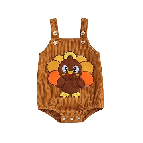 Image of JLKGICF Halloween Baby Clothes Boy Girl Pumpkin Ghost Suspender Romper Corduroy Bodysuit Jumpsuit Halloween Outfit