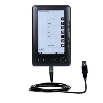 Gomadic Laser eBook 5 EB101 compatible Hot Sync and Charge Straight USB cable - Charge and Data Sync with the same cable. Built TipExchange Technology