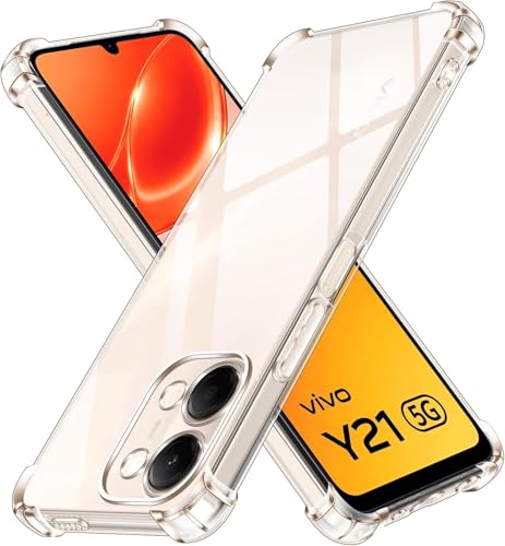 Image of Lustree Compatible with vivo Y21 5G Back Cover| Clear + TPU Case with 4 Corner Air Cushion Protection & Camera Protection | Slim& Stylus Cover for vivo Y21 5G