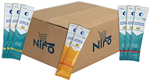 Liquid Iv Hydration Multiplier | Strawberry, Lemon Lime, Tangerine Liquid Iv Variety Pack | Electrolyte Drink Mix | 8 Single Serve Packets | Niro Assortment #TOP2