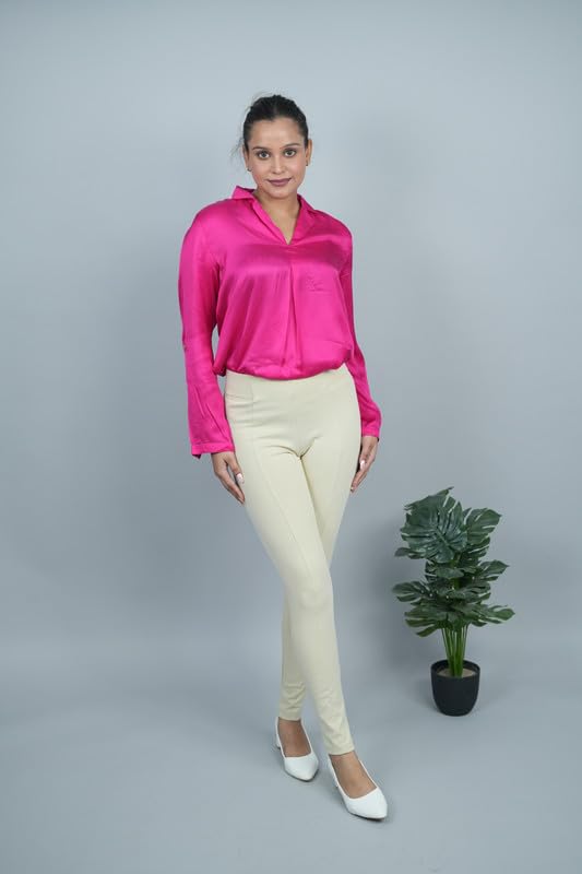 Image of Mlada Slim Fit Jeggings with Elastic Waist Band for Women Office Work Formal Wear Trousers Stretch Cotton Knit High Waist Skinny Fit Jeggings Lycra Pants Travel Comfort Jeggings