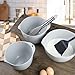 JCXivan 3 Plastic Mixing Bowls with Lids,Pour Spout,4.8in Deep Baking Mixing Bowl Set with TPR Bottom Non Slip,Kitchen Nesting Batter Bowls for Mixing,Prep Food,Dishwasher Safe,3Qt,2Qt,1.5Qt,Gray