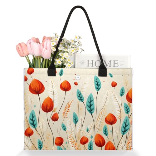 Autumn Plants Tote Bag for Women Large Beach Bag Reusable Tote Bags for Work Travel Beach Shopping3